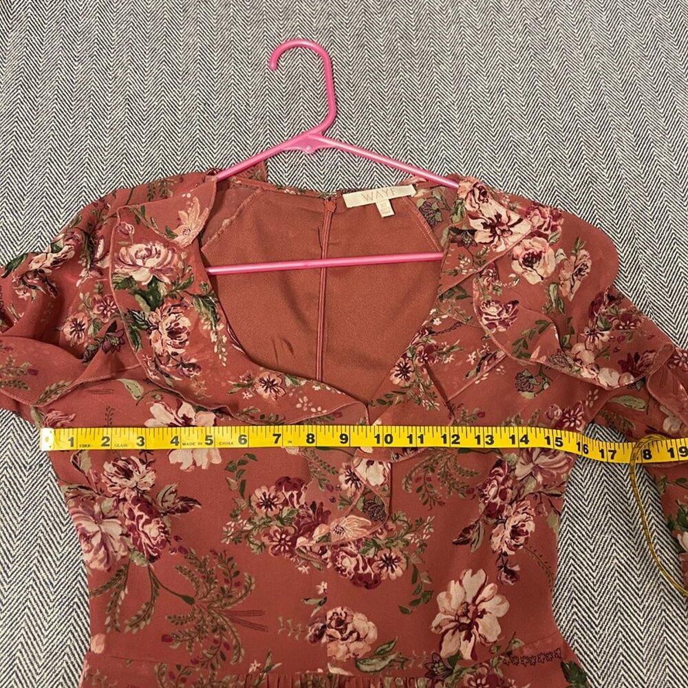 WAYF - Pink Floral Long Sleeve Midi Dress - Picture 7 of 9